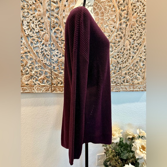 a.n.a Oversized Dark Plum Cable Knit Sweater- size XL - Picture 3 of 12